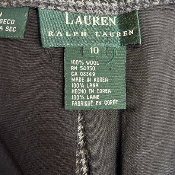 Vtg Lauren Ralph Lauren Wool Houndstooth Skirt Sz 10 Black Gray Lined Straight - Picture 6 of 9